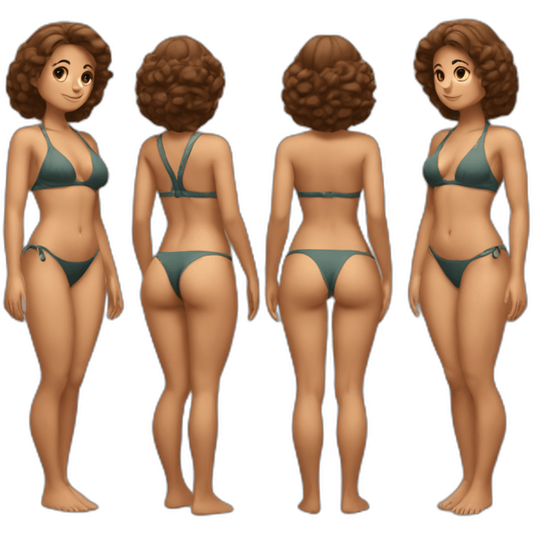 Detailed Slim-thicc Caucasian woman bikini pose (behind view) emoji