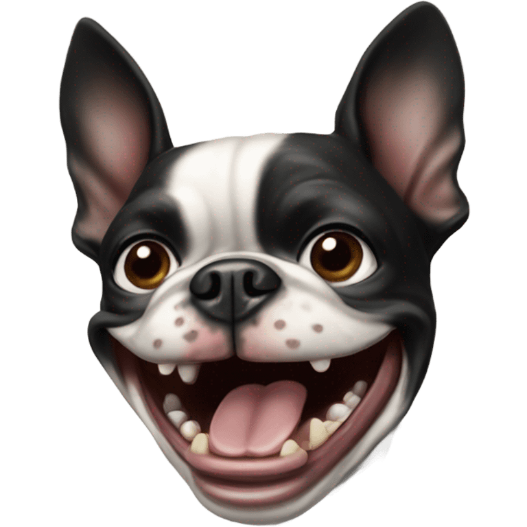 Laughing Boston terrier emoji