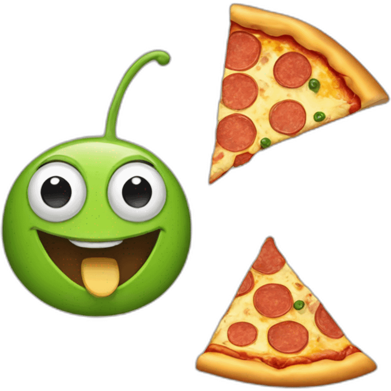 Una rana con una pizza emoji