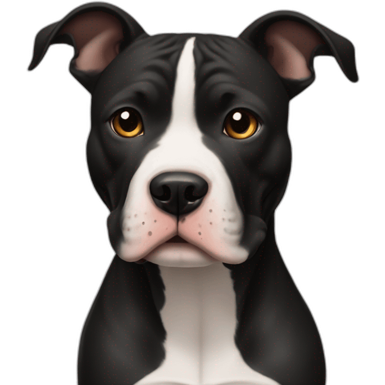 Una perra pitbull de rostro negro y pecho blanco emoji