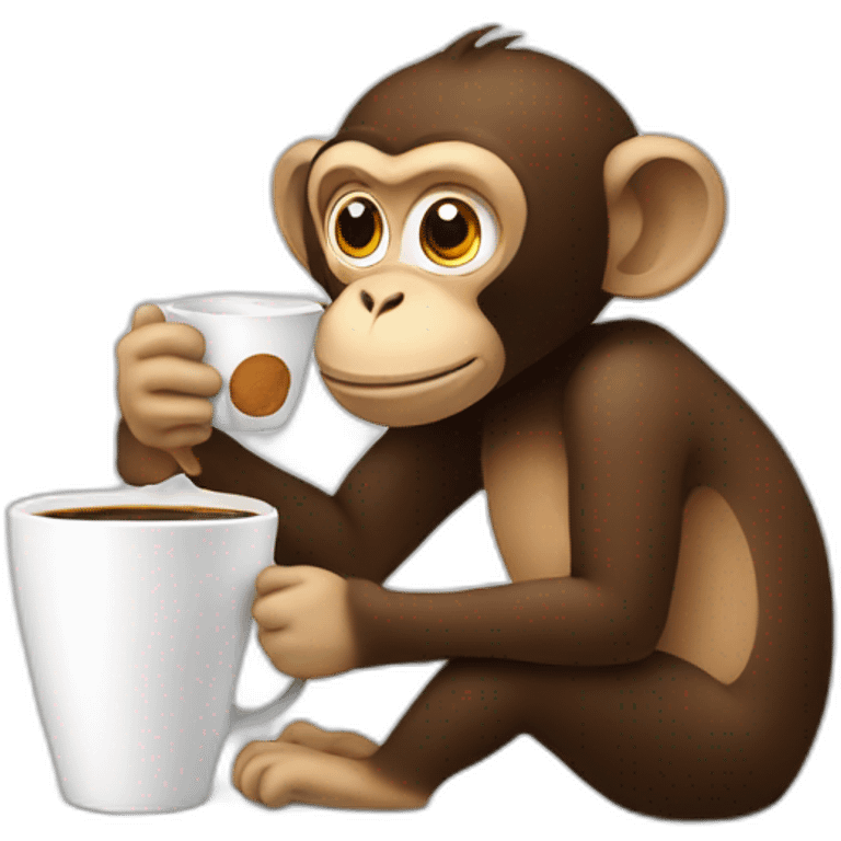 a monkey drinking a large cup of coffee emoji