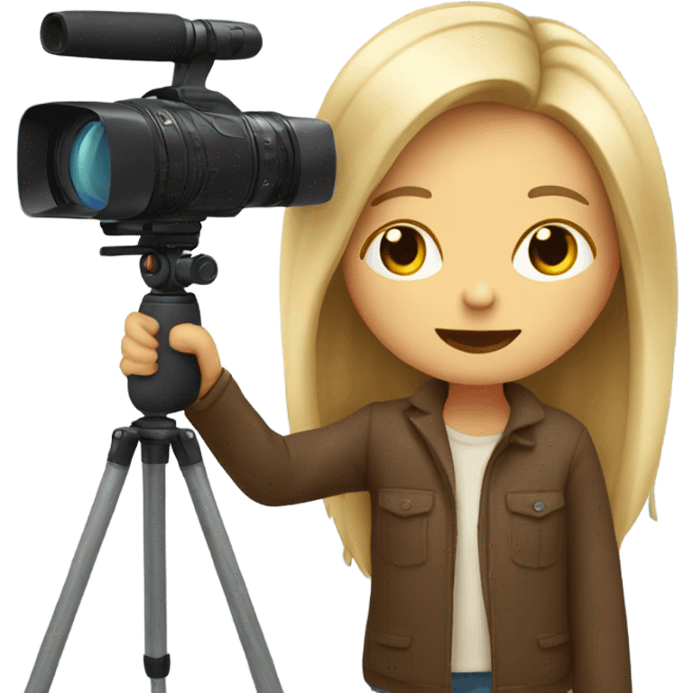 girl with long hair being filmed by a camera emoji