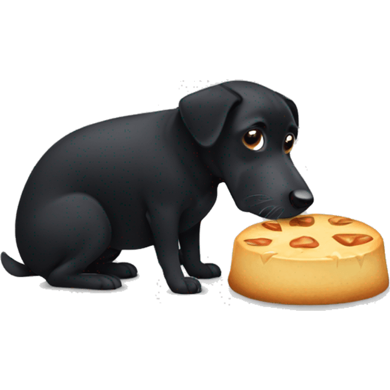 Black dog with pointy eats and white spot on belly emoji