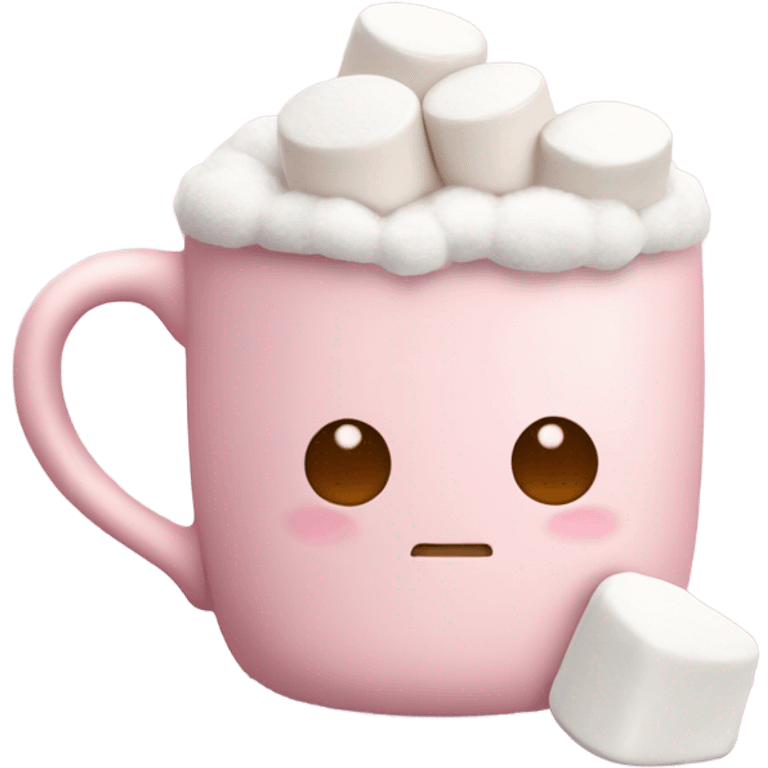 Light Pink mug of hot chocolate with marshmallows  emoji