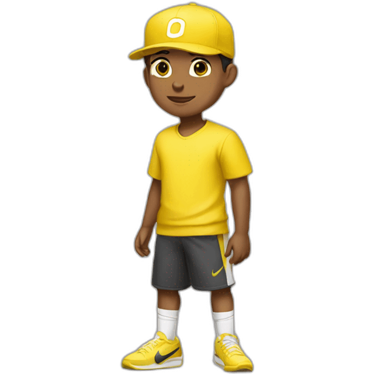 Morocho boy in yellow attire with a yellow Nike cap 🌟. emoji