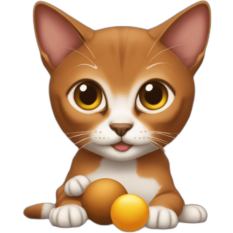 Abyssinian cat play with a small fur ball emoji