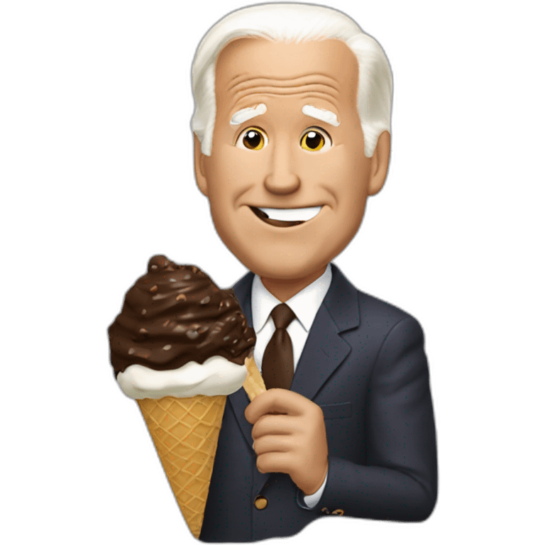 Joe Biden eating chocolate chocolate chip ice cream  emoji