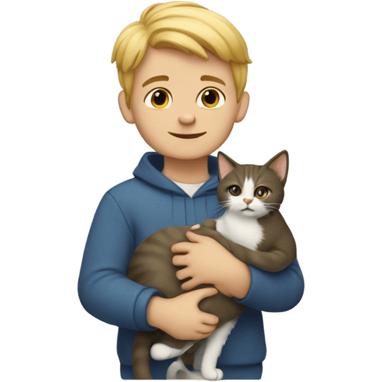 Little white boy with cat emoji