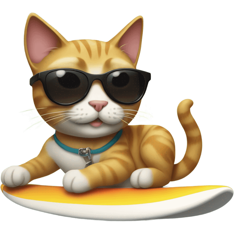 Cat on a surf board with sunglasses emoji