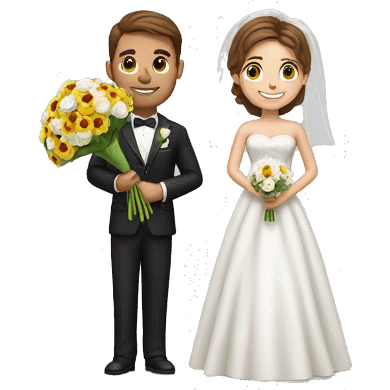 brown-haired groom with a bouquet in his hand emoji