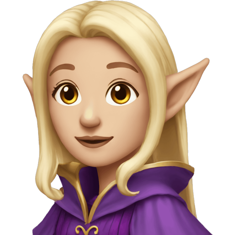 Noble female Elf with Elf ears and blonde hair and purple robes emoji