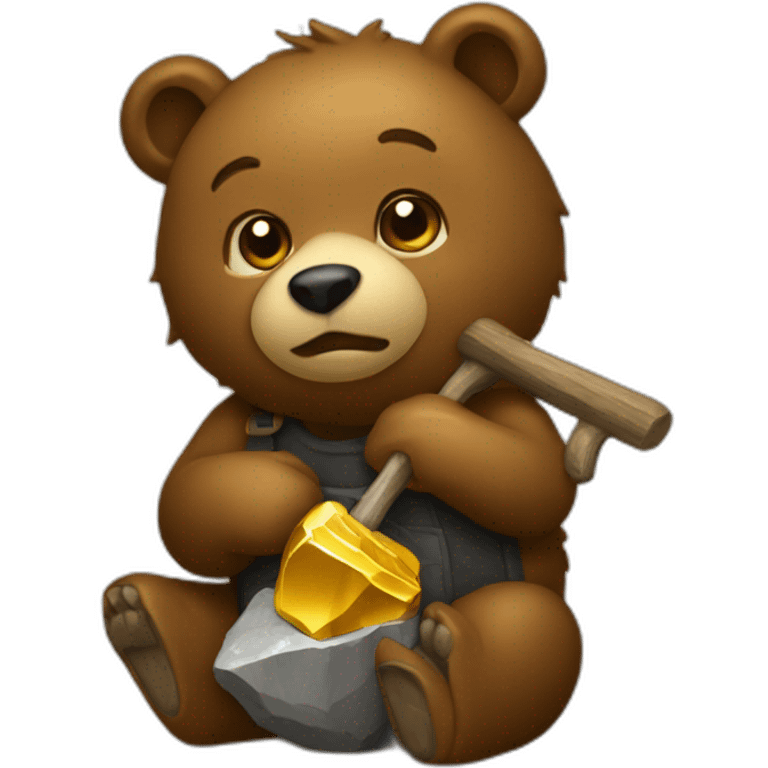 bear with gold mining pick emoji