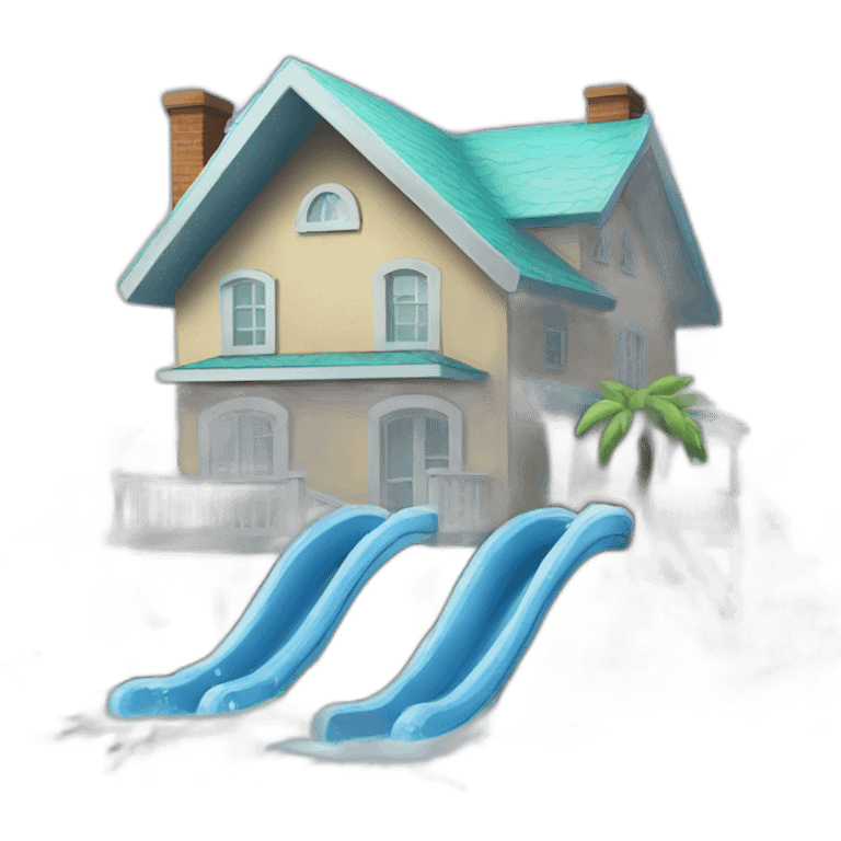 home with water slide emoji