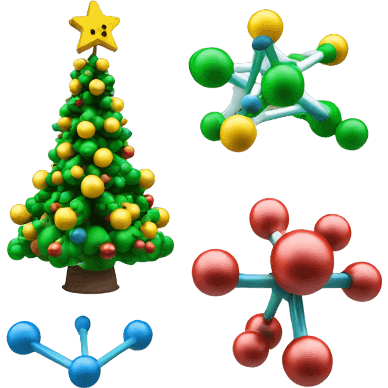 3D christmas tree using chemistry molecular model emoji