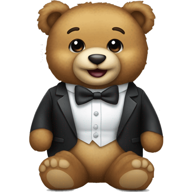 teddy bear wearing a tuxedo and smiling emoji