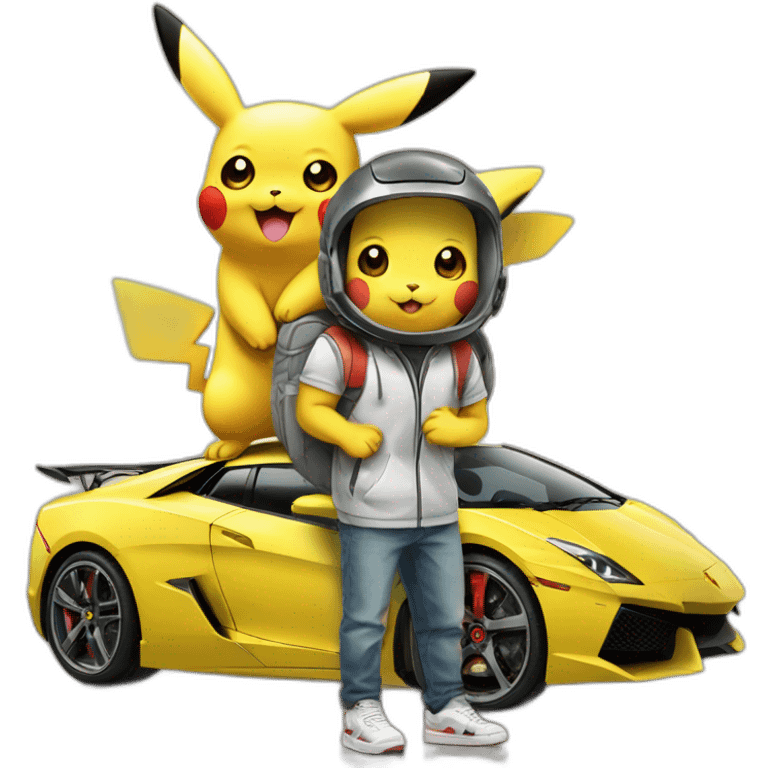 Pikachu with lamborgini emoji