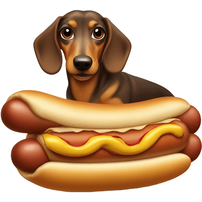 Wiener dog in a hot dog costume emoji