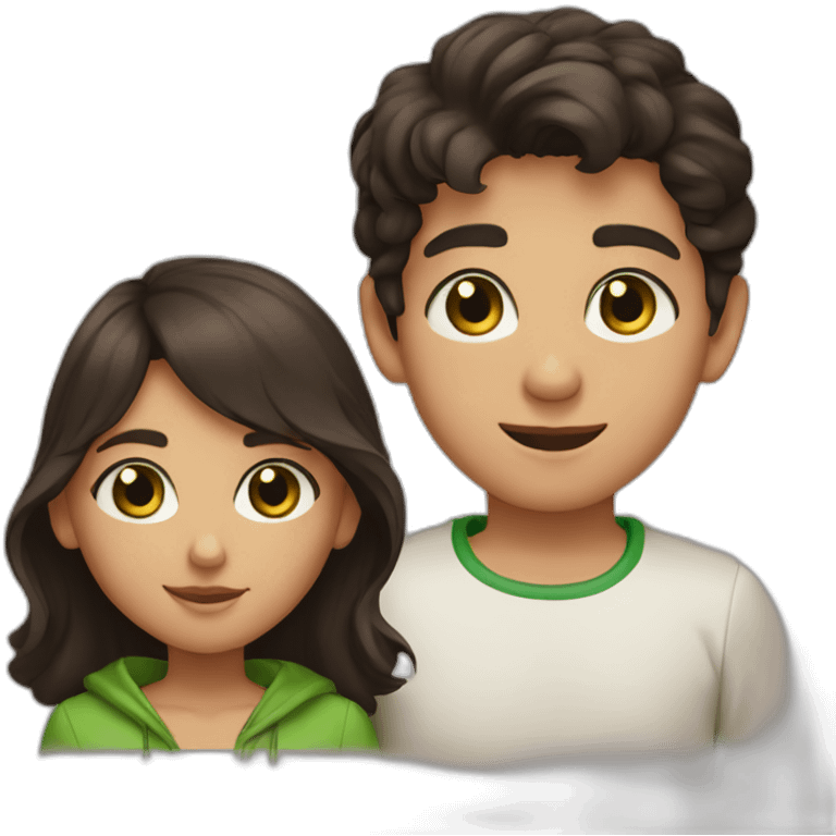 A couple of one boy with dark short hair and brown eyes and a Moroccan girl with brown hair and green eyes emoji