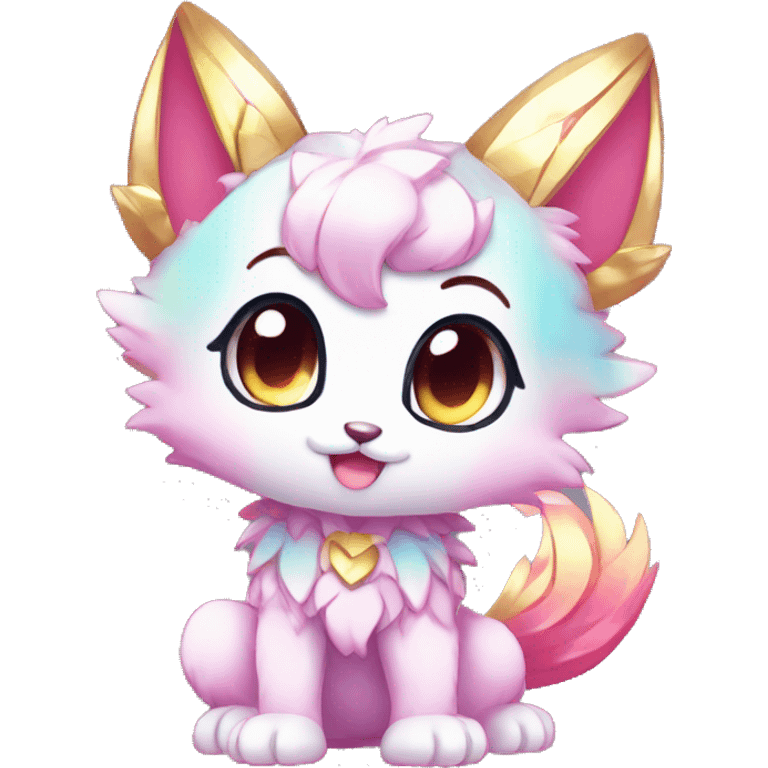 Cute Kawaii Chibi Anthro Sona Pretty Shiny Colorful Sparkly Fakemon-Sona Full Body emoji