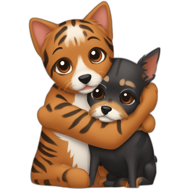 Bengal-and-yorkie-hug emoji