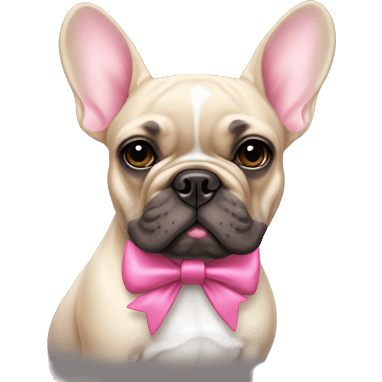 French bulldog with a pink bow emoji