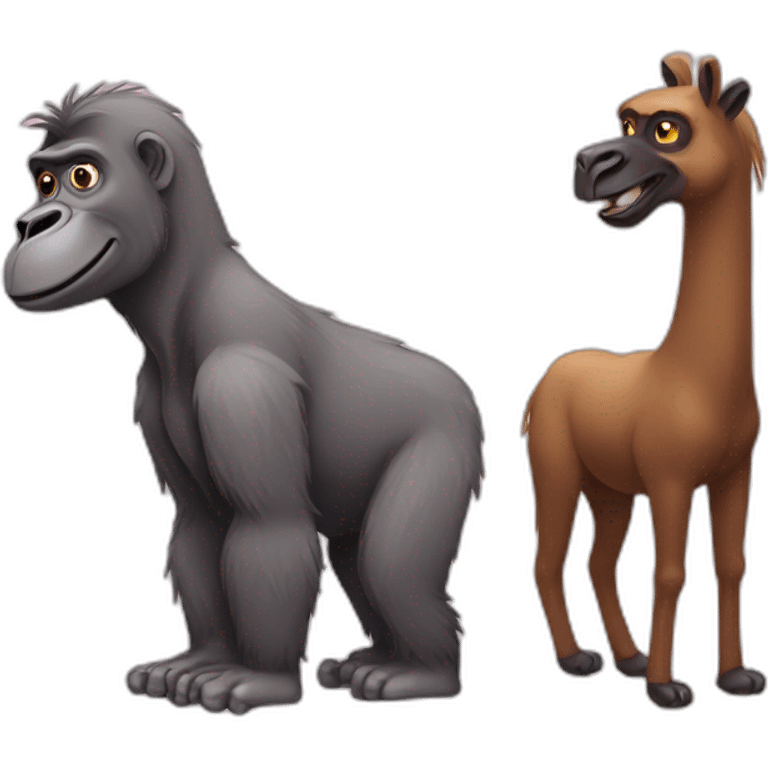 Gorilla and Llama friends emoji