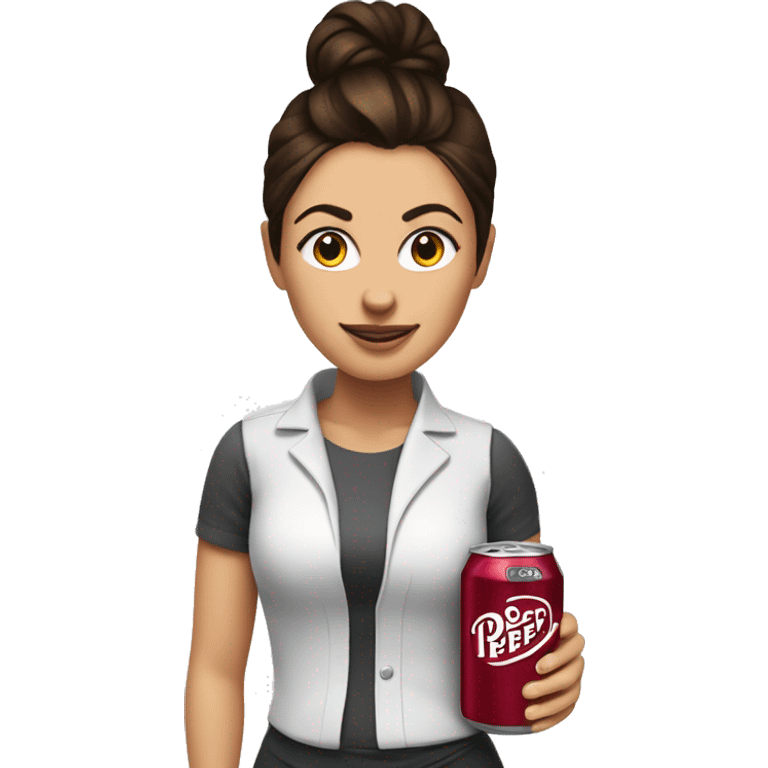 Brunette Mom with a diet Dr Pepper and a messy bun emoji