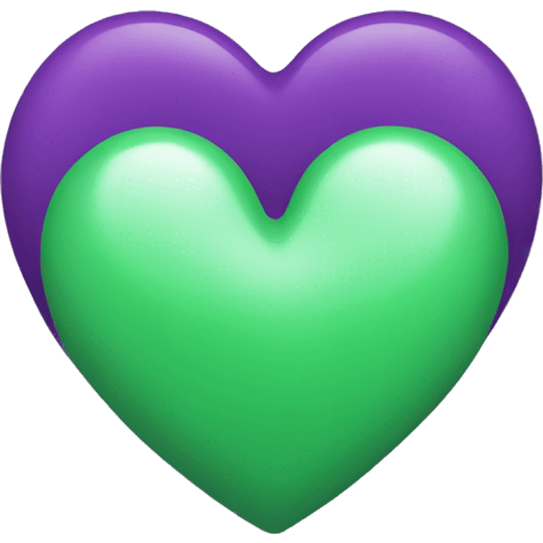 A green and purple love heart  emoji