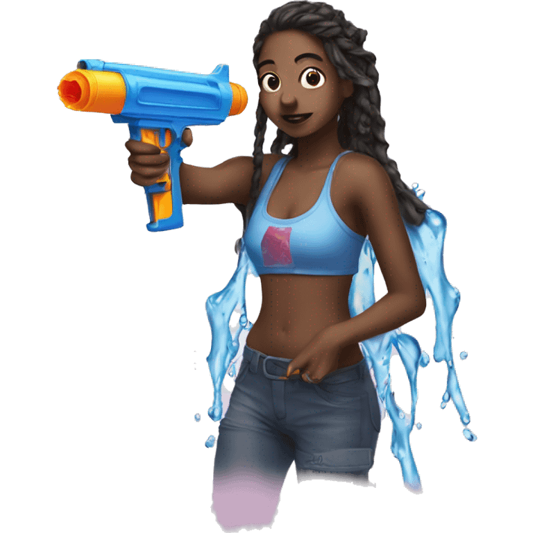 Water gun with mad girl emoji