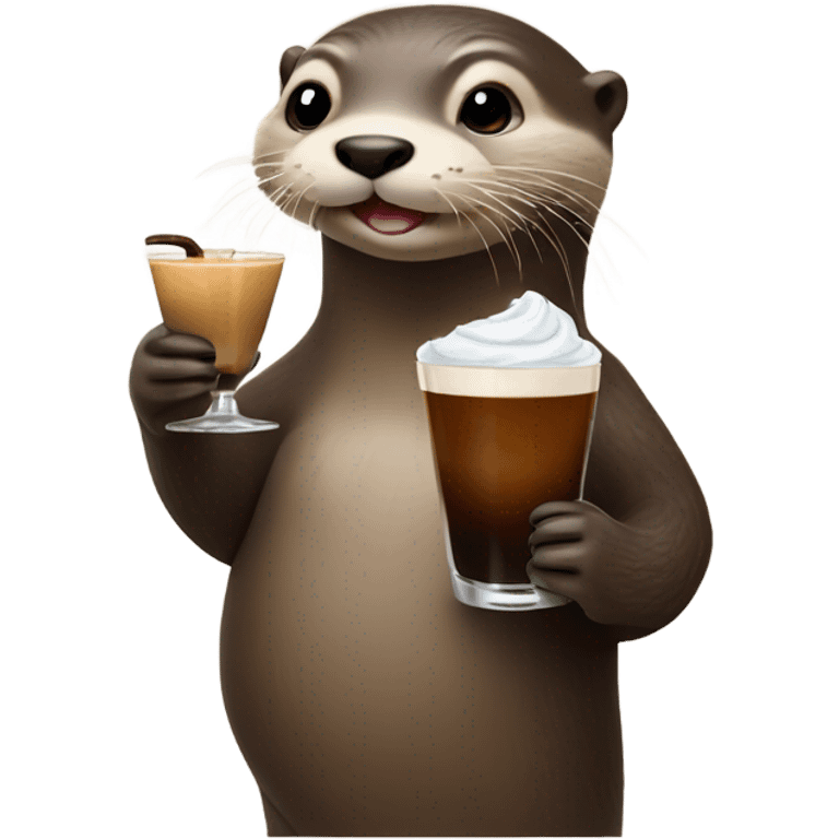 Otter holding an espresso martini emoji