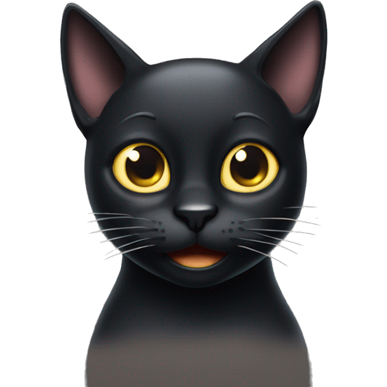 happy black cat with crossed eyes emoji