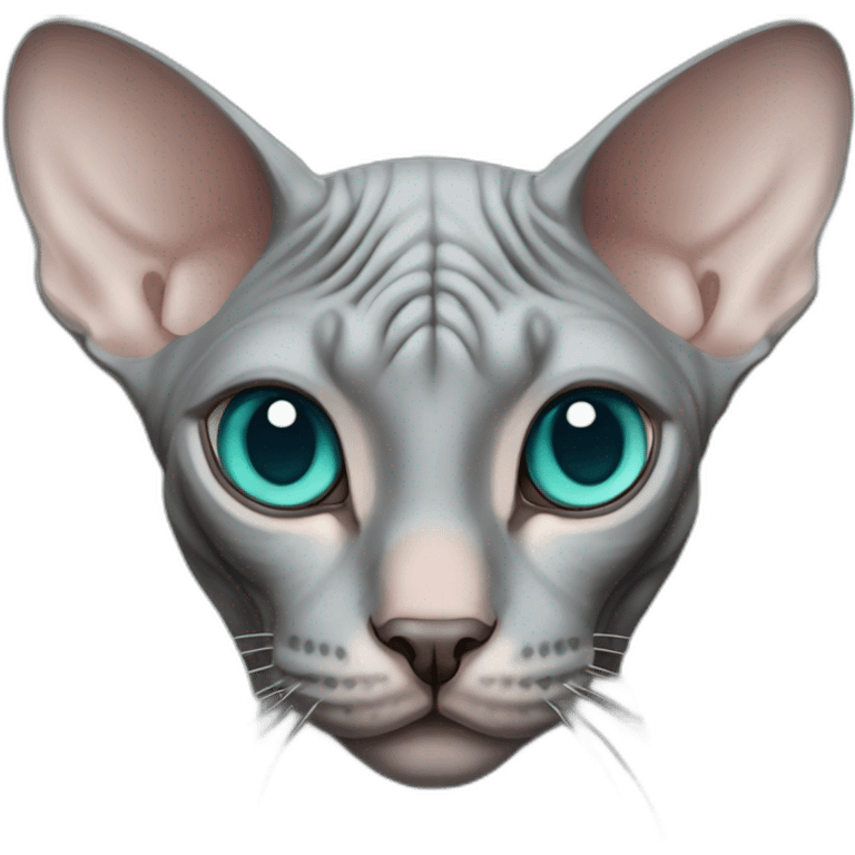 grey sphynx cat teal eyes emoji