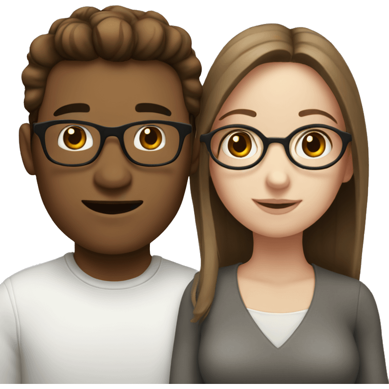 Guy with glasses and pale girl with brown hair  emoji