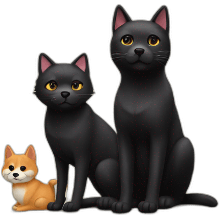 black cat friend with shiba dog emoji