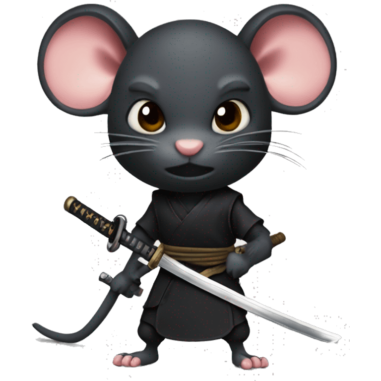 ninja black skin rat with katana emoji