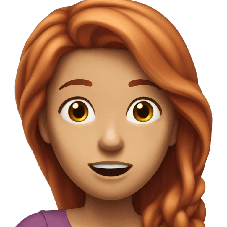 Woman long red hair jaw open like omg emoji