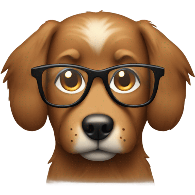 Furry brown dog with glasses emoji