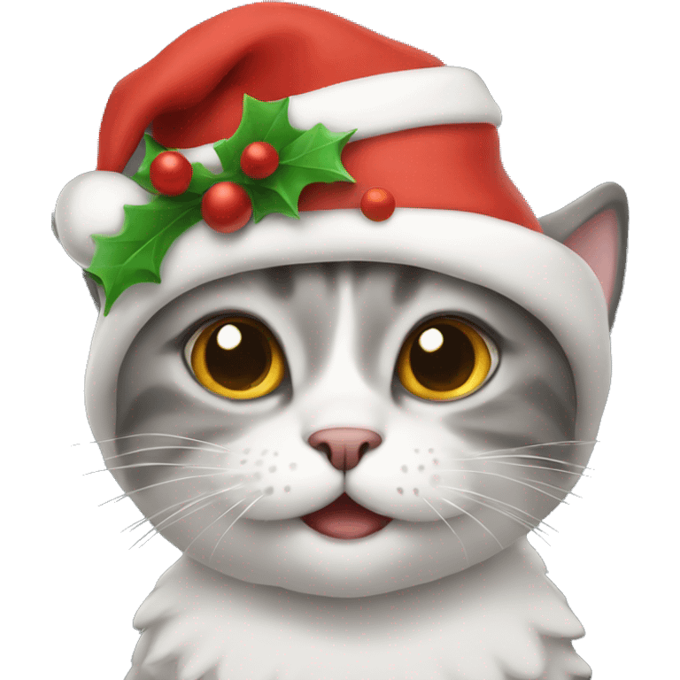 cat wearing a Christmas hat emoji