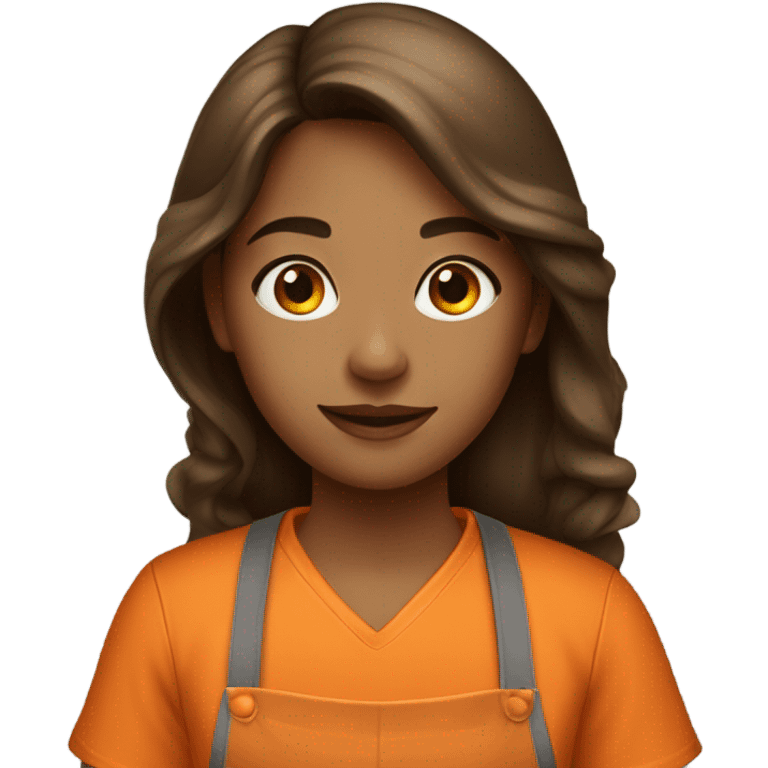  girl with long brown hair and orange apron emoji