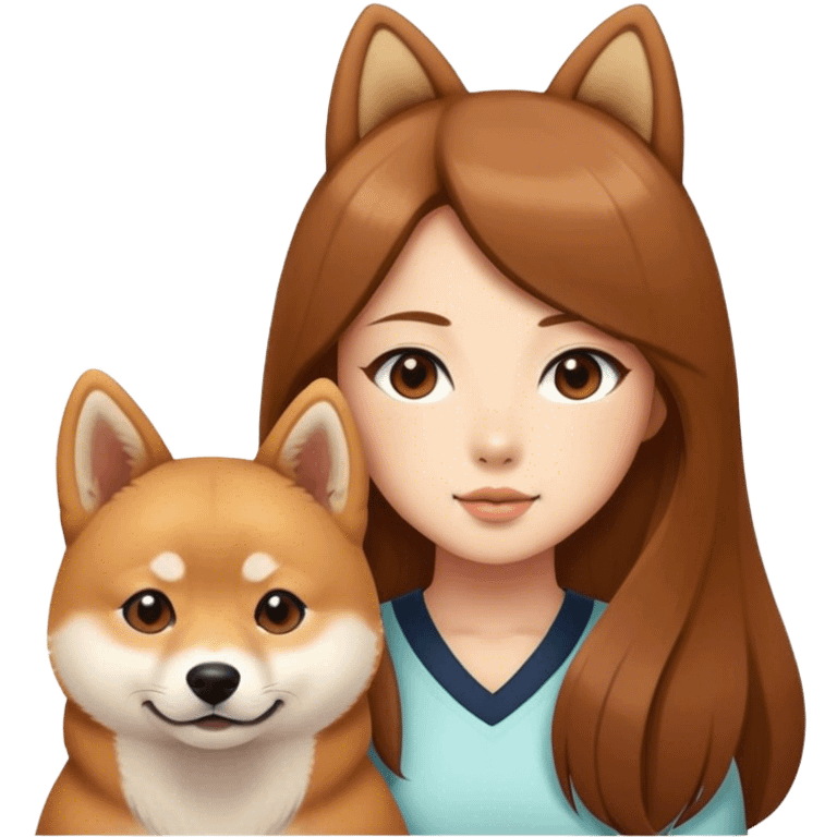 girl long brown hair with a Shiba Inu emoji