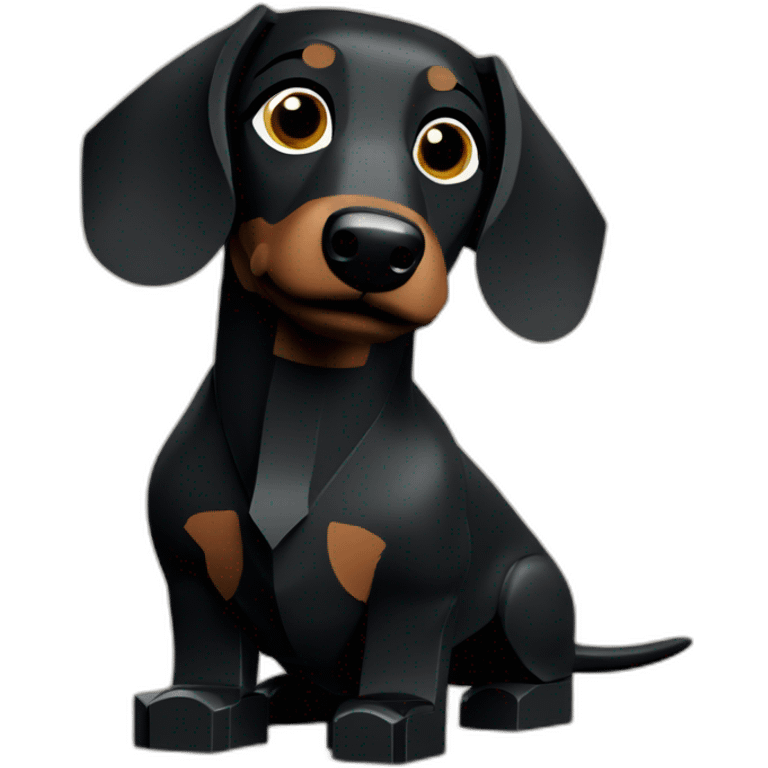 a black dachshund made of lego cubes emoji