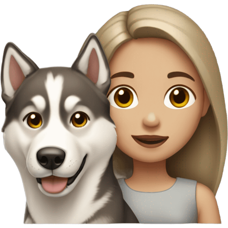 Pale brown hair  girl holding a Husky golden  emoji