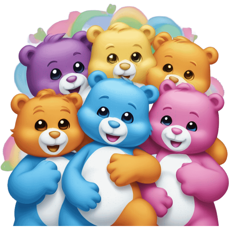 Care bear hug  and clouds for the background  emoji