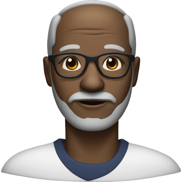 50 old black man with BLACK BEARD WITH PATCHES OF WHITE black eyebrows and glasses emoji