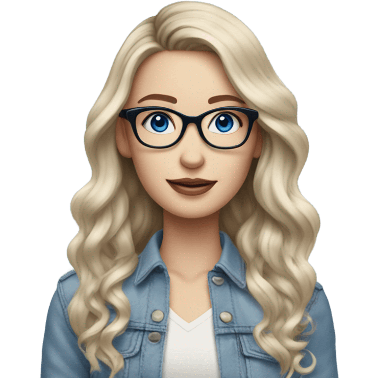 Beautiful Balayage pale model lady with glasses and blue eyes  emoji