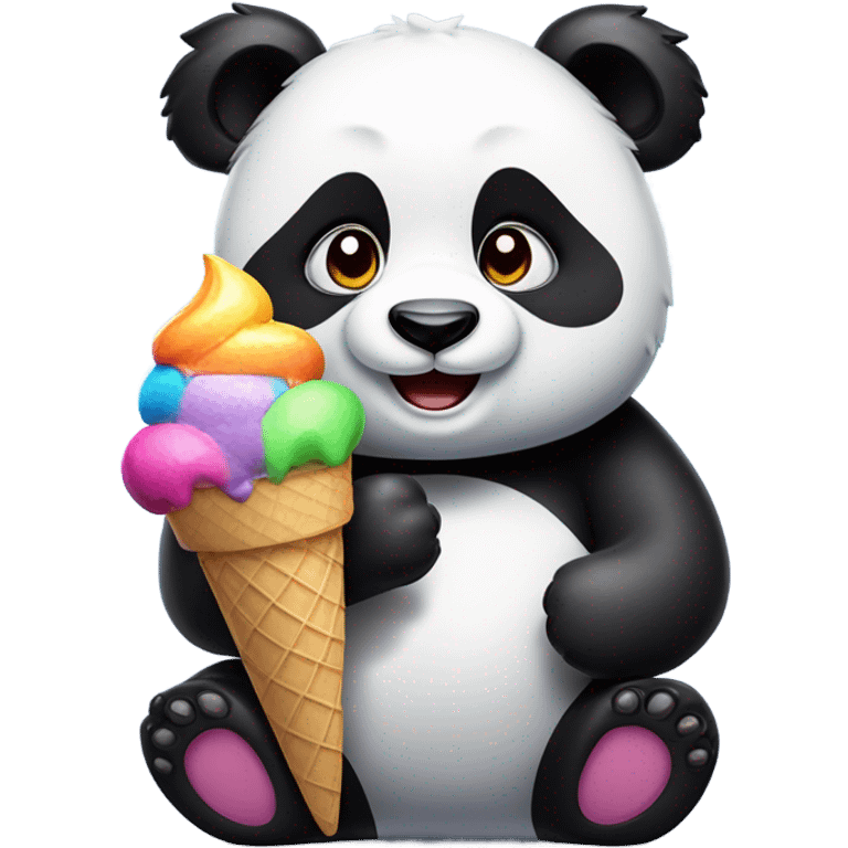 Panda eating ice cream emoji