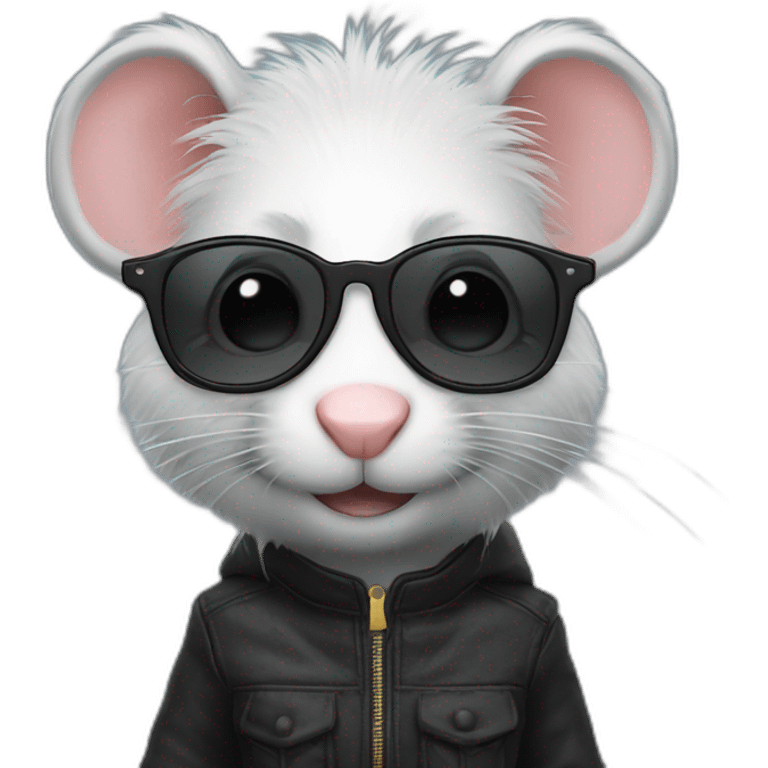 Un rat avec des lunettes et avec des cheveux noirs emoji