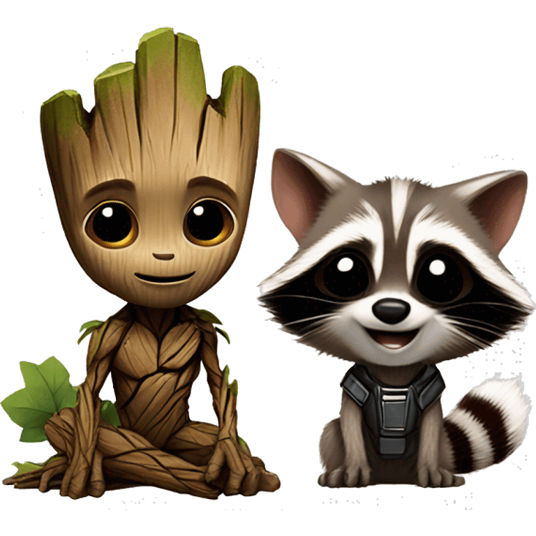 baby groot and rocket racoon emoji