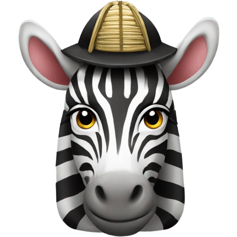 Zebra with a samurai hat emoji