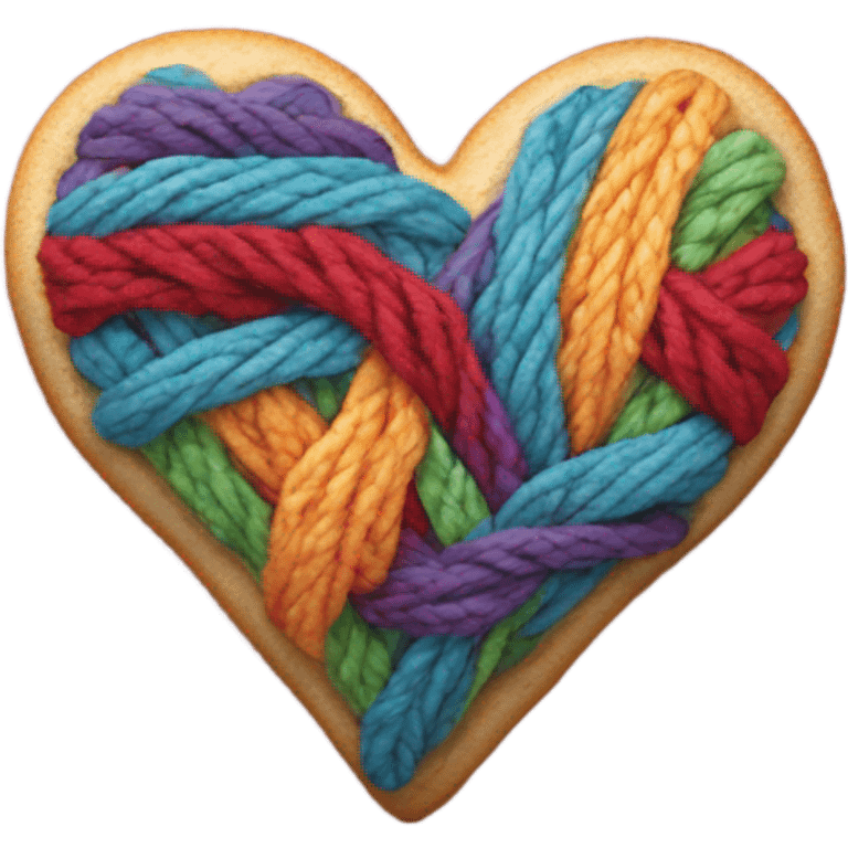 Cookie heart with yarn emoji